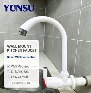 Robinet de cuisine YUNSU à poignée unique, valve en céramique, design moderne et minimaliste, montage sur plan, robinet d'eau froide - Product Image 2