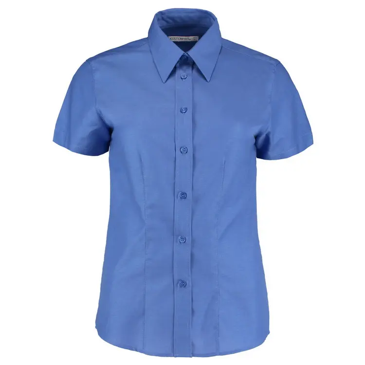 Hete Verkoop Korte Mouw Blauw Zomer Kantoor Dame Shirt