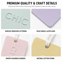 Étiquette de vêtement en papier gaufré, multicolore pastel, imperméable, pour l'emballage de vêtements de boutique, la vente au détail et les cadeaux