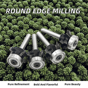 YUFU1/4" Shank Four Flute Edge <b>Trimming</b> Cutter Edge Banding R1 R1.5 R2 R3 Bearing Guided Chamfer High Speed Steel OEM Router Bit - Product Image 2