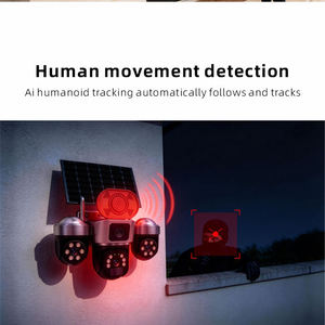 Caméra solaire à triple objectif avec klaxon d'alarme intégré, caméra de sécurité extérieure PTZ 360° couleur nuit, V380 Pro, surveillance de la ferme et du jardin - Product Image 5