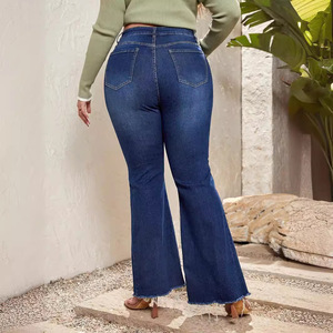 2025 pantalones de talla grande para <span class=keywords><strong>mujer</strong></span>, pantalones vaqueros ajustados elásticos, pantalones acampanados, pantalones informales para <span class=keywords><strong>mujer</strong></span> - Product Image 2