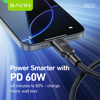 BAVIN CB361 Silicone PD 60W 3 Couleurs Type C Câble USB de Transmission de Données pour Téléphone IOS 15 16 Pro Max