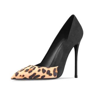 Commercio all'ingrosso nero leopardo stampa a punta chiusa <span class=keywords><strong>tacchi</strong></span> alti per le donne Super sottili <span class=keywords><strong>tacchi</strong></span> a spillo eleganti Pumps per ufficio Party Dress estate - Product Image 2