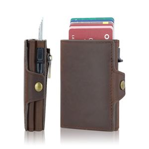 TILONSTAR TC106 Smart RFID Blocking <b>Wallet</b> Carry <b>Cash</b> Coin Slots Aluminum Credit Pop Up Leather Card Holder for Men's - Product Image 2