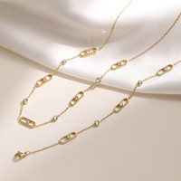 Collier ras du cou tendance en acier inoxydable plaqué or 18 carats, chaîne à maillons ovales sertis de zircone cubique, bijoux géométriques minimalistes et délicats