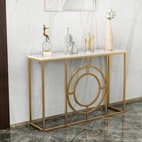 SWT — cadre métallique de couloir haut de gamme doré, Table de Console avec dessus en marbre
