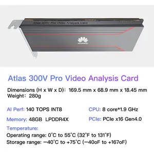 Atlas 300V Pro 48G 140 TOPS Video Analysis Card INT8 PCIe 4.0 X16 Smart Cities