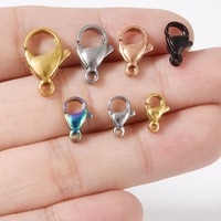 100 pièces de fermoirs mousquetons en acier inoxydable 304L multicolores pour bracelets et colliers, accessoires pour la fabrication de bijoux DIY