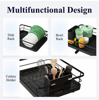 Égouttoir à vaisselle moderne et écologique pour comptoir de cuisine avec système de drainage intelligent, porte-couverts amovible et structure en fer
