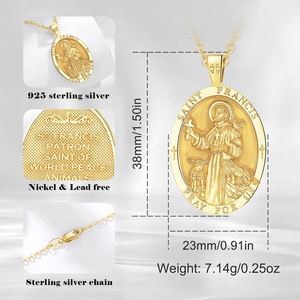 Fine Jewelry <span class=keywords><strong>Collier</strong></span> pendentif amulette en <span class=keywords><strong>argent</strong></span> sterling 925 plaqué or 18 carats pour hommes ou femmes - Product Image 2