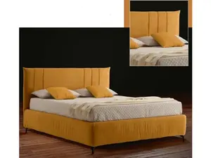 Lit moderne Letti avec espace de rangement, sommier à lattes, revêtement en velours, cadre en bois, système de levage à gaz, tête de lit rembourrée, respectueux de l'environnement - Product Image 6