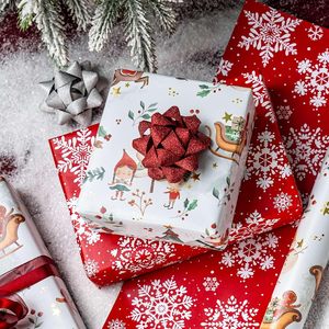 MAYPLUSS Christmas Wrapping Paper 17in X 33ft Santa Sleigh Tree Gnome Design Gift <b>Wrap</b> Holiday Packaging - Product Image 2