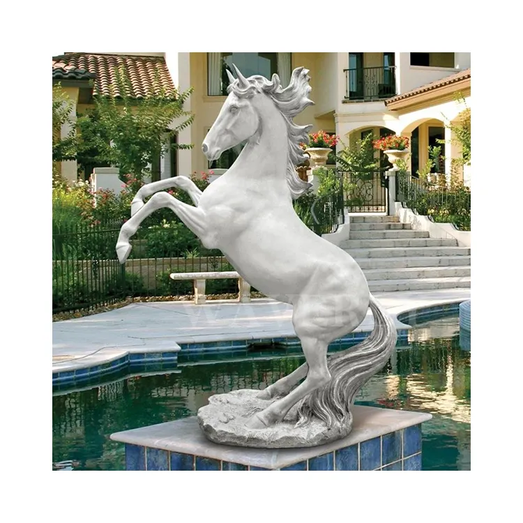 Decorazione per la casa in pietra giardino all'aperto scultura scultura arte cavallo Statue 40 Cm a grandezza naturale marmo bianco statua del cavallo scultura