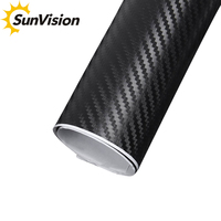 Auto-adhésif de dégagement d'air emballage automatique 3D film de vinyle d'enveloppe de voiture de fiber de carbone avec la couleur noire