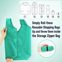 Sac de courses pliable avec pochette de rangement, réutilisable, écologique, en polyester, grand format, personnalisable avec logo, vente en gros, OEM, robuste