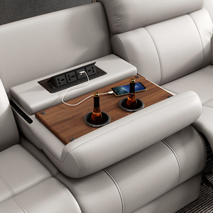Sofá Reclinable Moderno de Diseño Nuevo, Tapicería de Cuero Genuino, Extensible, 3 Plazas, en Forma de I, Mueble Metálico para Sala de Estar, 6882-36 Power - Product Image 3