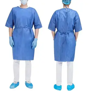 Precio de fábrica desechable no tejido PP SMS bata de Hospital uniforme de paciente bata de Hospital BATA DE AISLAMIENTO para paciente