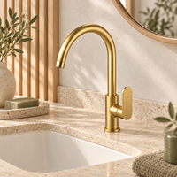 Robinet de lavabo à col de cygne à poignée unique, vente directe usine, pour distributeurs et projets OEM personnalisés