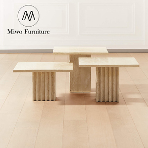 Trong nhà ngoài trời hiện đại phòng khách bằng đá cẩm thạch tự nhiên Bàn cà phê biệt thự sảnh trung tâm bảng travertine lớn <span class=keywords><strong>Cocktail</strong></span> bảng thiết lập - Product Image 2