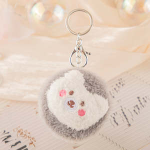 Plush Bear Head <b>Compact</b> Foldable Silver Finish Double Sided Pocket Makeup <b>Mirror</b> Soft Furry Animal Design Portable Travel - Product Image 1