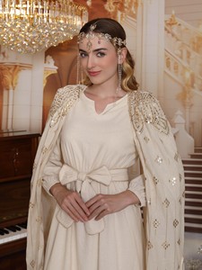 Robe faite à la main Abaya respirante haut de gamme perlée conception de longueur de plancher pour la fête ou le mariage-commande minimum 2 pièces - Product Image 6