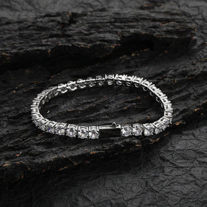 Pulsera de Una Sola Hilera con Cierre de Resorte Liso, Incrustaciones de Cobre y Zirconia, para Jugadores de Tenis, de Moda Tanjing, Collar Lijing - Product Image 1