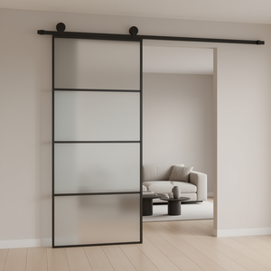 Porte coulissante en aluminium noir et verre dépoli ESG 35,4 x 80,7 Design intérieur minimaliste - Product Image 2