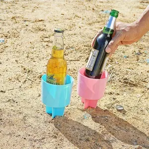 Groothandel cups bekerhouder-Beach Accessoire Plastic Strand Zand Onderzetters Houders Drankkop Plastic Beker Drinken Kan Houder Met Afvoer