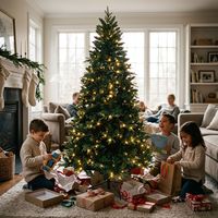Árbol de Navidad Preiluminado de 230 cm, Automático, con Ramas Articuladas Mixtas de PE+PVC, 430 LED, Apertura Automática, Árbol de Navidad Artificial con Soporte Metálico