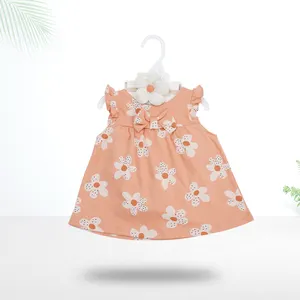 थोक बेबी बॉडीसूट नवजात शिशु मुद्रित कपास 3 टुकड़े कपड़े मैच बाल बैंड शॉर्ट्स स्कर्ट