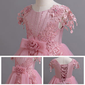 Haute qualité princesse décalcomanie élégante robe de fille en dentelle étincelante 3-15 ans pour les thèmes de mariage et de fête - Product Image 6
