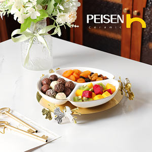 Ceramic 3 Compartment Slimming Dinner Party Nut and <strong>Candy</strong> Platter Butterfly-Shaped Cookie <strong>Tray</strong> with Customizable Pattern - Product Image 1