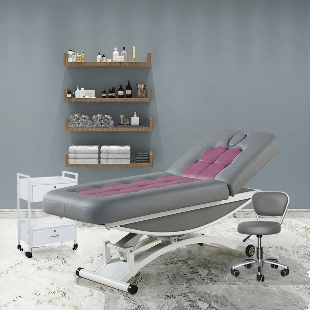 Kangmei cama de massagem facial, cama elétrica profissional de luxo para salão de beleza e spa com 2 motores