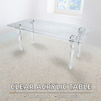 Klarer Rechteckiger Acryl Moderner Edelstahl Tragbarer Hotel-Esstisch für Hochzeit Bankett Party Event Hotel