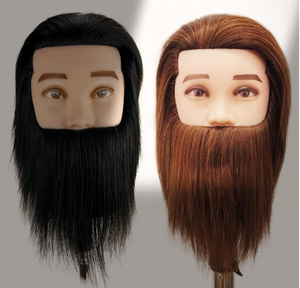 Têtes d'entraînement en cheveux humains indiens Remy 100% naturels, mannequin masculin pour la pratique <span class=keywords><strong>de</strong></span> la <span class=keywords><strong>coiffure</strong></span> et du tressage, blanc, brun, noir - Product Image 4