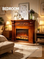 Cheminée électrique d'intérieur américaine de style français, chauffage au bois, bois de caoutchouc, autoportante, style crème, télécommande intelligente, pour la maison