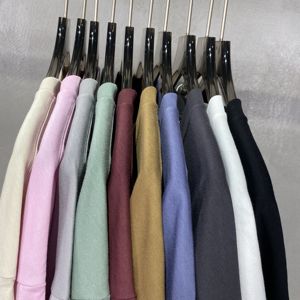 Wholesale 190G Cotton T-Shirt Men Oversize Loose Fit Fashion Brand High Knitted Short Sleeve Top Custom <b>Logo</b> Solid Print Fitness - Product Image 4