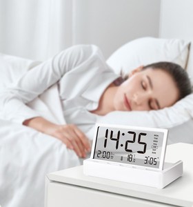 Pieghevole orologio digitale sveglia moderna Home Office comodino elettronico Desktop con data di temperatura calendario di settimana <span class=keywords><strong>Display</strong></span> <span class=keywords><strong>LCD</strong></span> - Product Image 6