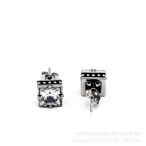yunnique <b>Stud</b> Earrings Square Black Zircon Claw Setting <b>Titanium</b> Steel Geometric Fashion Jewelry for Men Women - Product Image 5