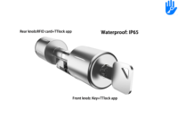 Serrure de porte intelligente Euro Smart Cylinder Lock, étanche IP65, clé mécanique de secours, Ttlock, code par empreinte digitale, clavier optionnel.