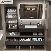 Meuble-lavabo fonctionnel en quartz pour salle de bain en pierre artificielle Meuble-lavabo pour salle de bain