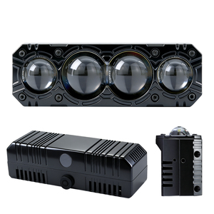 LELANPU Proyector LED de 4 pulgadas para coche/motocicleta, 80W, 4 lentes, luz de trabajo, con DRL de 7 pulgadas, luz alta láser amarilla, 4x4, 5 pulgadas, solo caja - Product Image 1