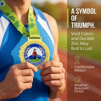 Vente en gros de médailles de triathlon Ironman en relief 3D, en alliage de zinc, médailles personnalisées pour les courses de marathon avec ruban sublimé
