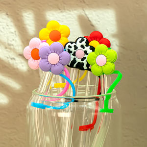 Trending Now Custom Vibrant Flower Silicone Cup Bar Drinkware con muestra gratis 8mm Straw Toppers Accesorios Cubiertas y dijes - Product Image 2