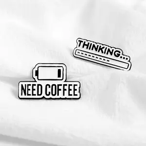 Нужно кофе и думать! Креативная белая брошь в виде буквы алфавита для офиса, значок для офиса, булавка для лацкана рубашки