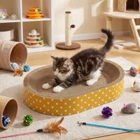 Griffoir ovale ondulé pour chat, lit-nid durable en carton pour chats d'intérieur et chatons