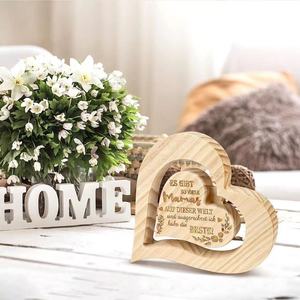 Adorno de madera en forma de corazón, pieza decorativa con temática del Día de San Valentín, regalo del Día de la Madre para mamá, adorno tallado en forma de corazón. - Product Image 1