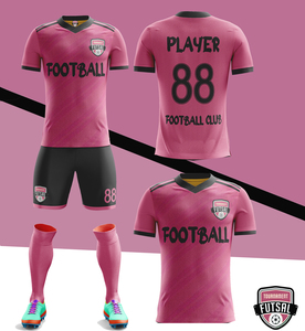 ชุดเสื้อฟุตบอลสำหรับผู้ชายเสื้อฟุตบอลสีชมพูพิมพ์ดิจิตอลออกแบบได้ตามต้องการ - Product Image 1