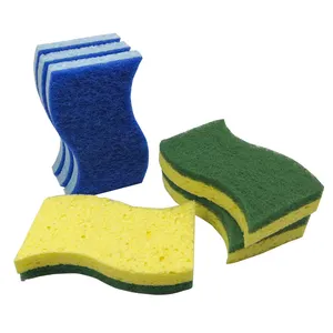 Hot Selling 3in Non-scratch Natural Dishwashing Scouring Pad Biodegradable Sponge Cellulose Sponge For Kitchen